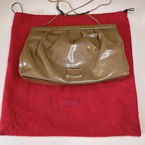 Valentino patent leather clutch with atrap